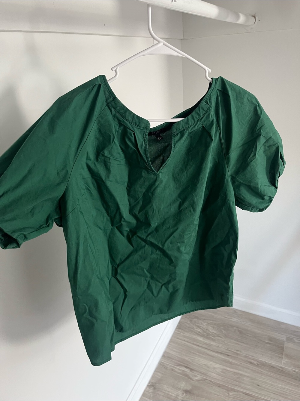 Talbots Deep Green Puff Sleeve Blouse